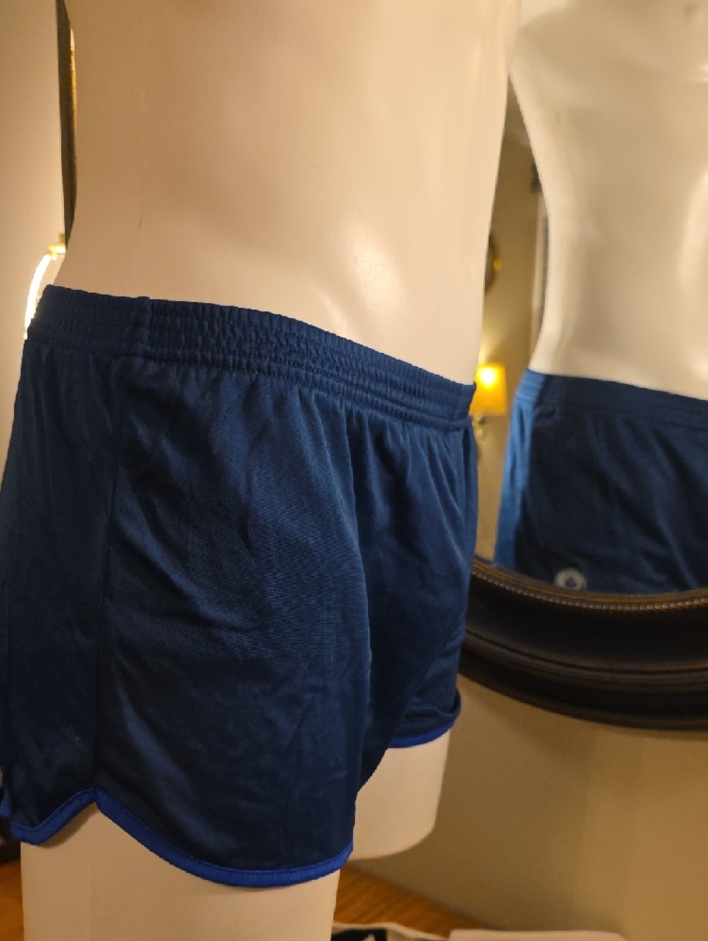 Silkies ZEROFOXTROT.COMNavy Blue Men's Athletic Shorts with Contrast Trim - Picture 7 of 9